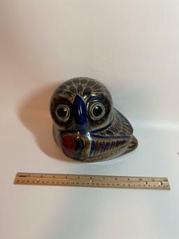 Handmade Pottery Owl Signed by Tonala Mexico
