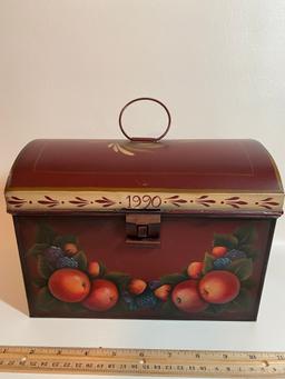 Metal Recipe Box with Lid & Fruit Design