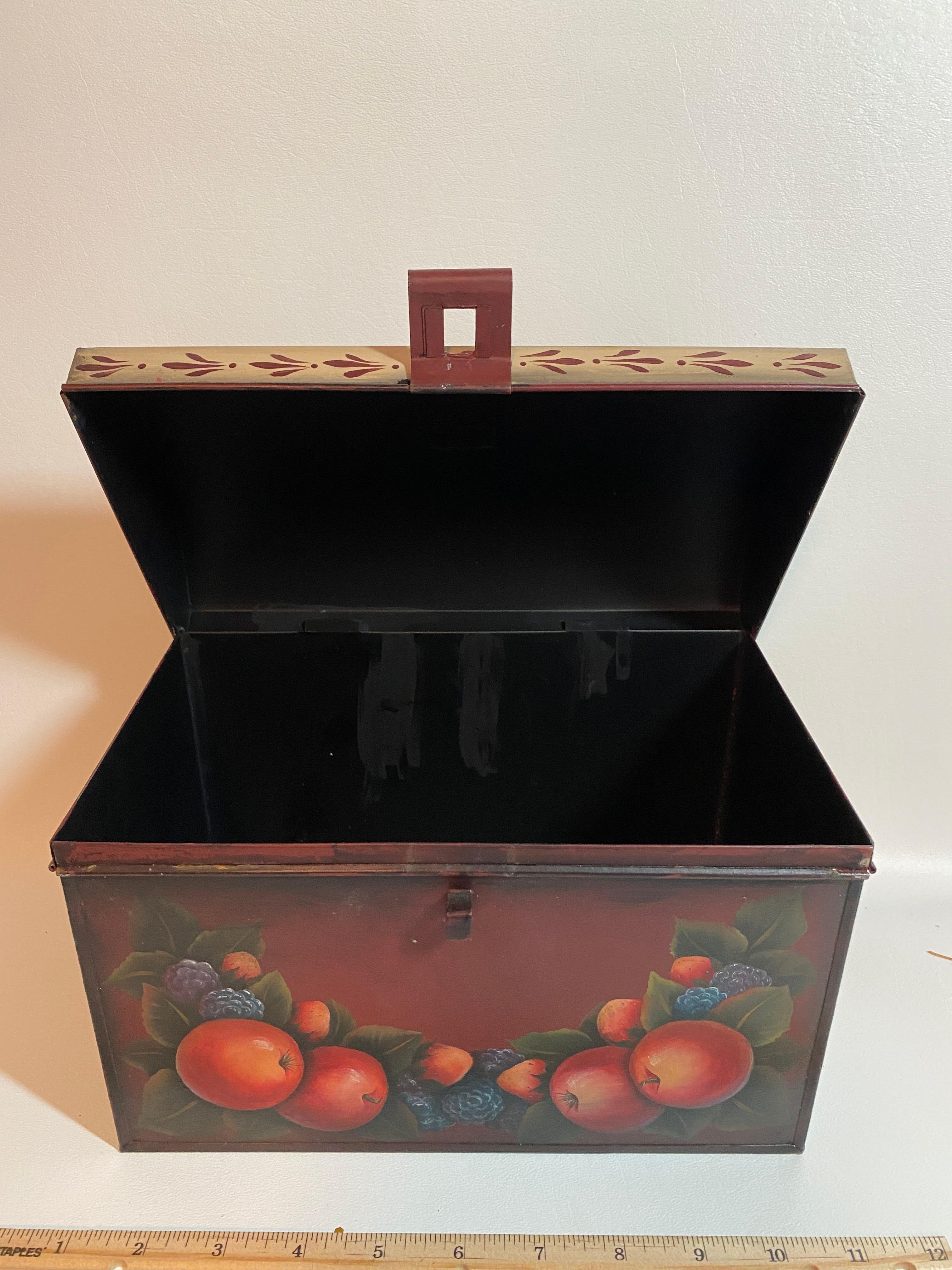 Metal Recipe Box with Lid & Fruit Design