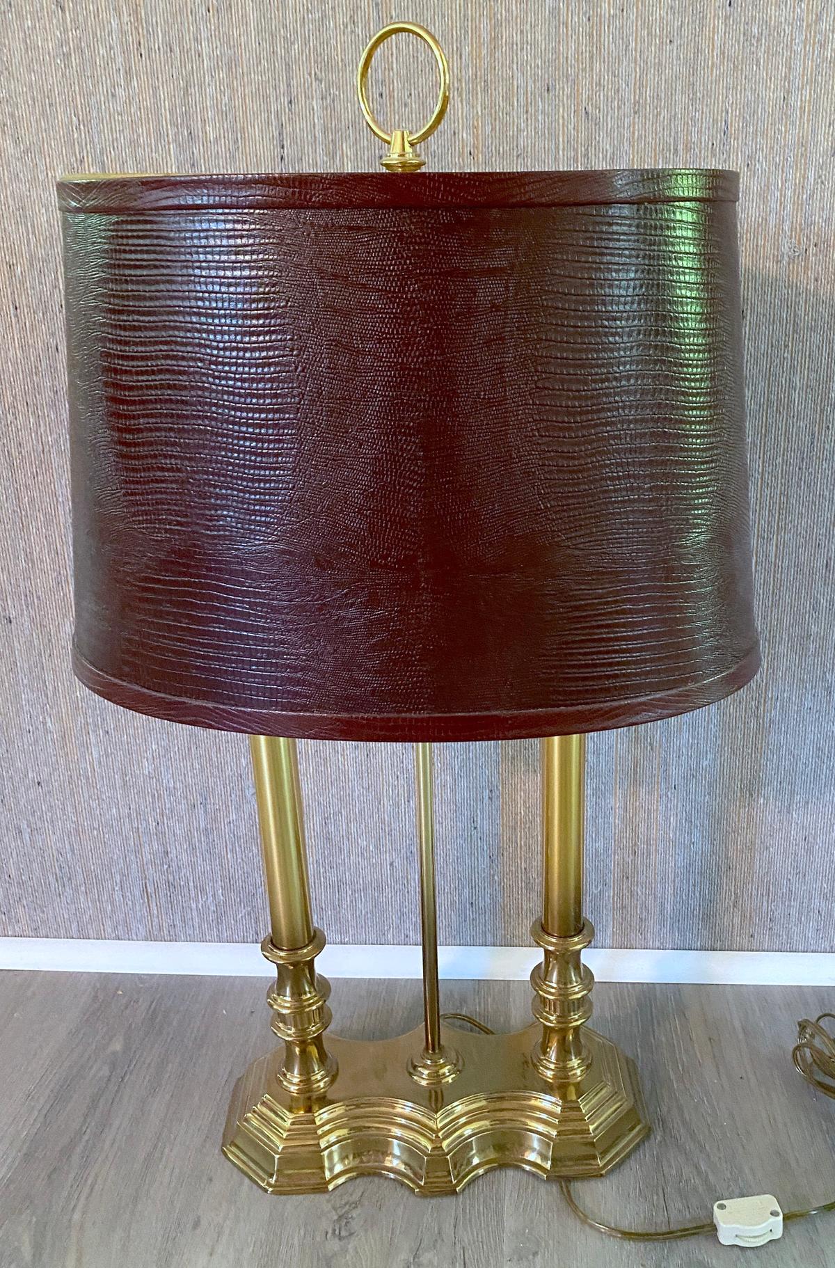 Brass Finish Lamp with Shade - Works