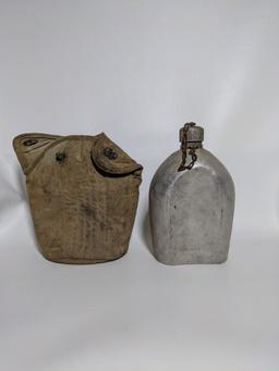 Vintage U.S. Army Aluminum Canteen with Original Pouch