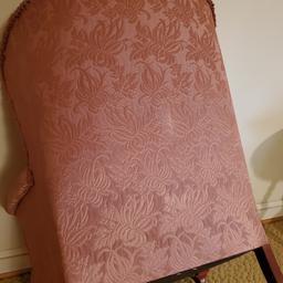 Antique Pink Shell Back Chair with Wood Legs