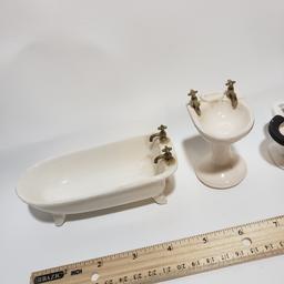 Cute Lot of Cute Vintage Porcelain and Brass Dollhouse Fixtures