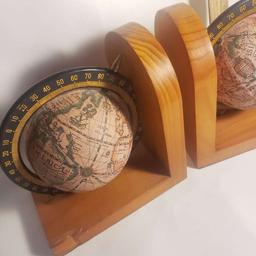 Globe Bookends with Wood Base