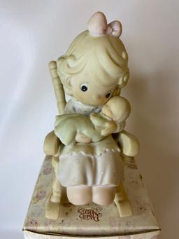 Vintage Precious Moments Porcelain Figurine Love Never Leaves A Mother