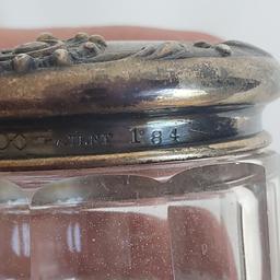 Antique Vanity Jar with Sterling Silver Embossed Lid