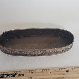 Antique Shreve Crump & Low Sterling Silver Etched Oval Dresser Dish