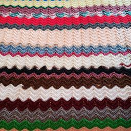 Vintage Zig Zag Hand Crocheted Afghan