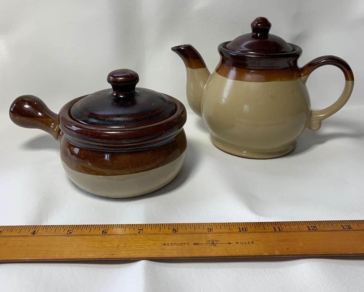 Lot of Tri Glazed Ceramic Bowl and Teapot