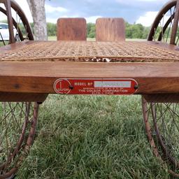 Antique Colson Co Oak Wheel Chair with Caned Seat