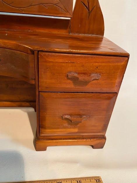 Vintage Wooden Dresser Shaped Jewelry Box with Mirror