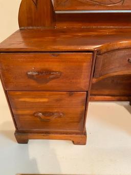 Vintage Wooden Dresser Shaped Jewelry Box with Mirror