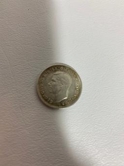 1944 Australian Silver Shilling King George VI Coin