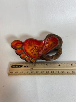 Vintage Treasure Craft Foot Tray #3 with Orange Glaze Lava