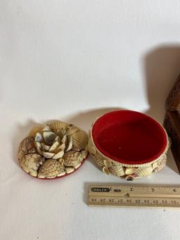 Lot of 3 Trinket Boxes Seashells and More