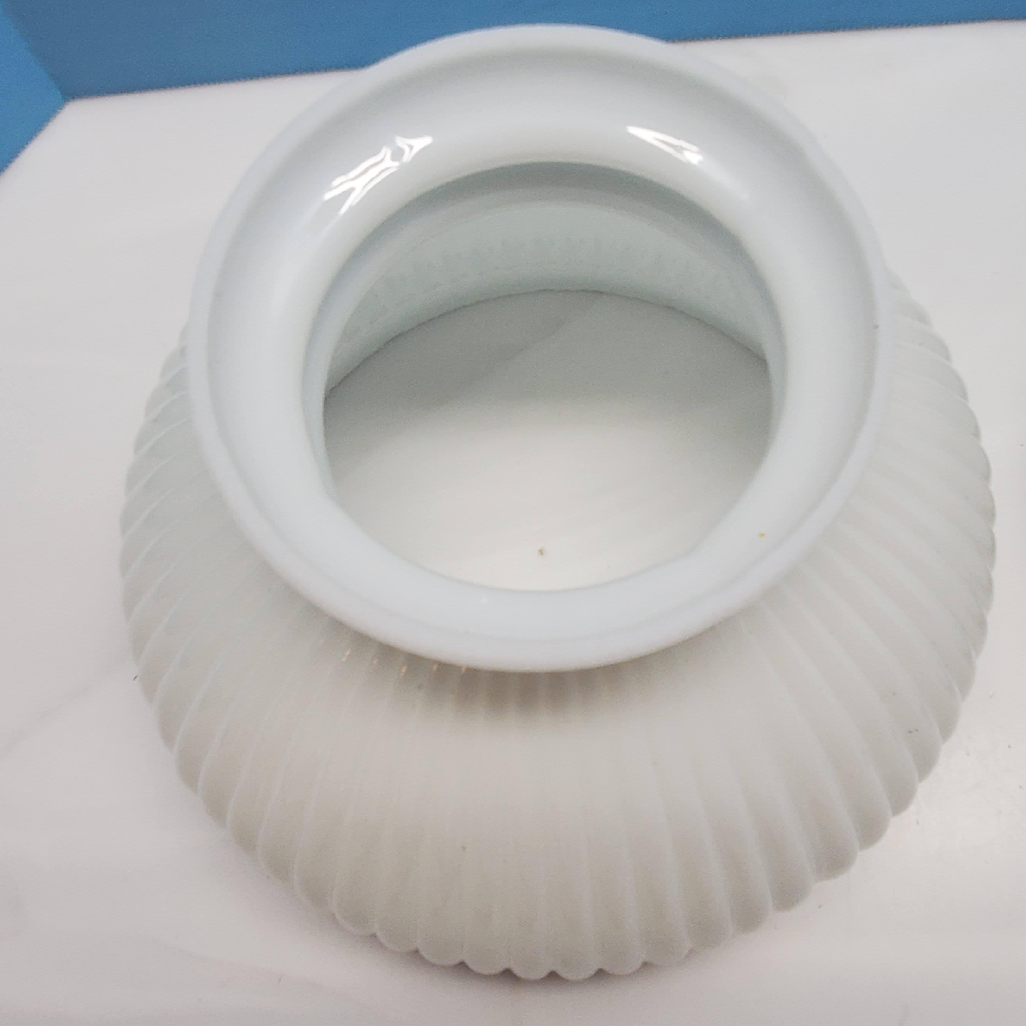 2 Ribbed Milk Glass Student Lamp Shades with 7” Fitters