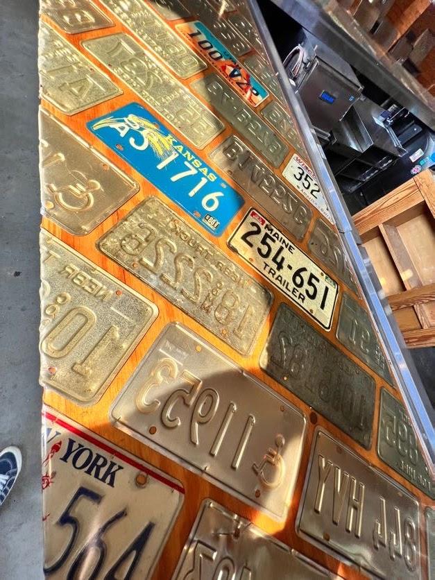 HUGE Bar - Unique Counter Top has Thick Polyurethane with Embedded License Plates