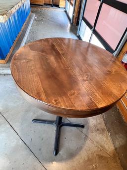 Tall Round Bar Height Table with Wooden Top & Metal Base