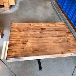 Rectangular Wooden Table with Metal Base