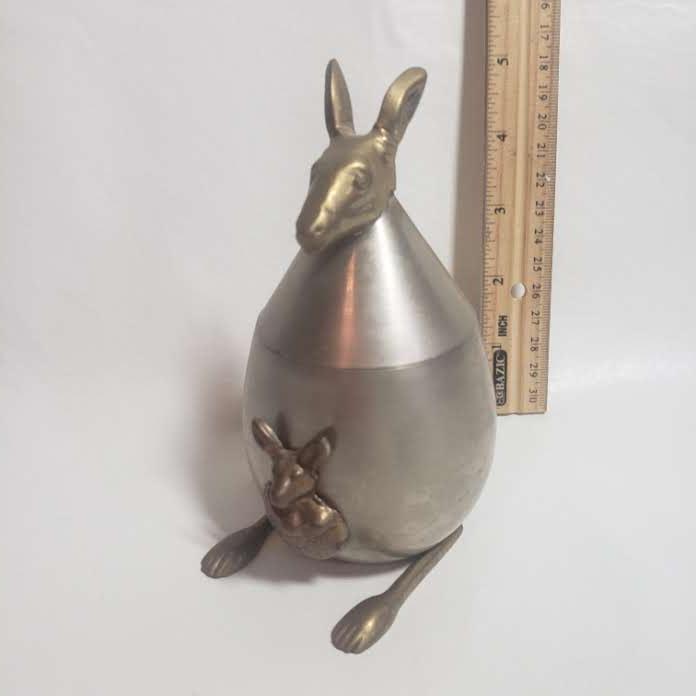 Vintage Brass Kangaroo Lidded Trinket Dish