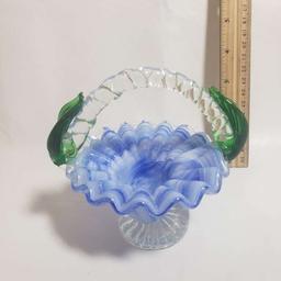 Blue Art Glass Basket