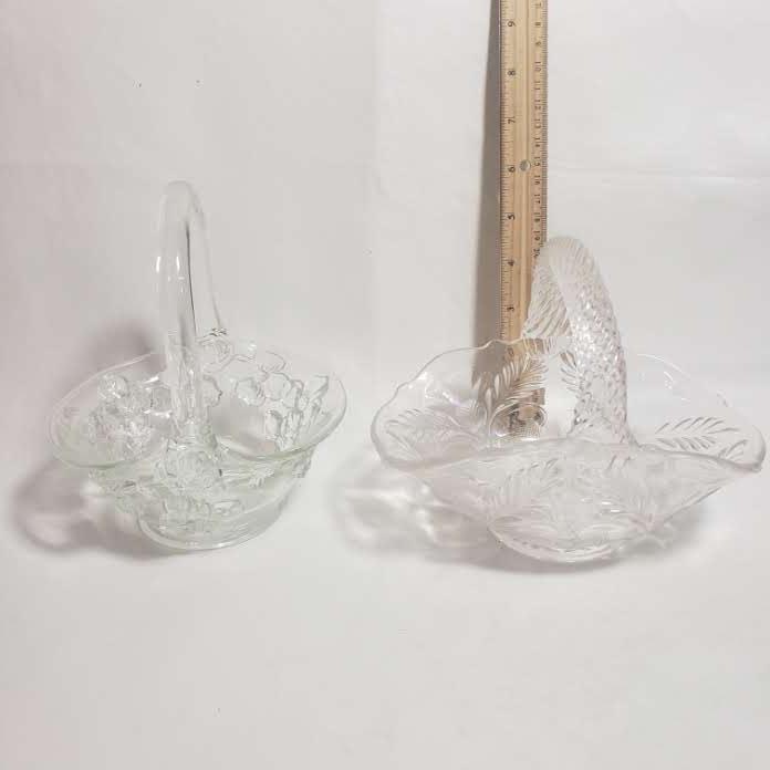 Lot of 2 Decorative Glass Baskets