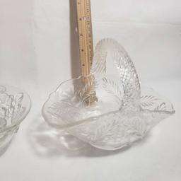 Lot of 2 Decorative Glass Baskets