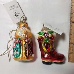 Lot of 2 Christopher Radko Ornaments, Petite St. Petersburg and Ruby Bootie