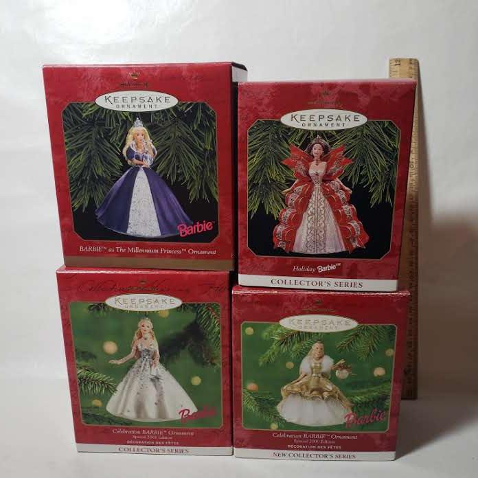 Lot of 4 Hallmark Barbie Celebration Keepsake Ornaments