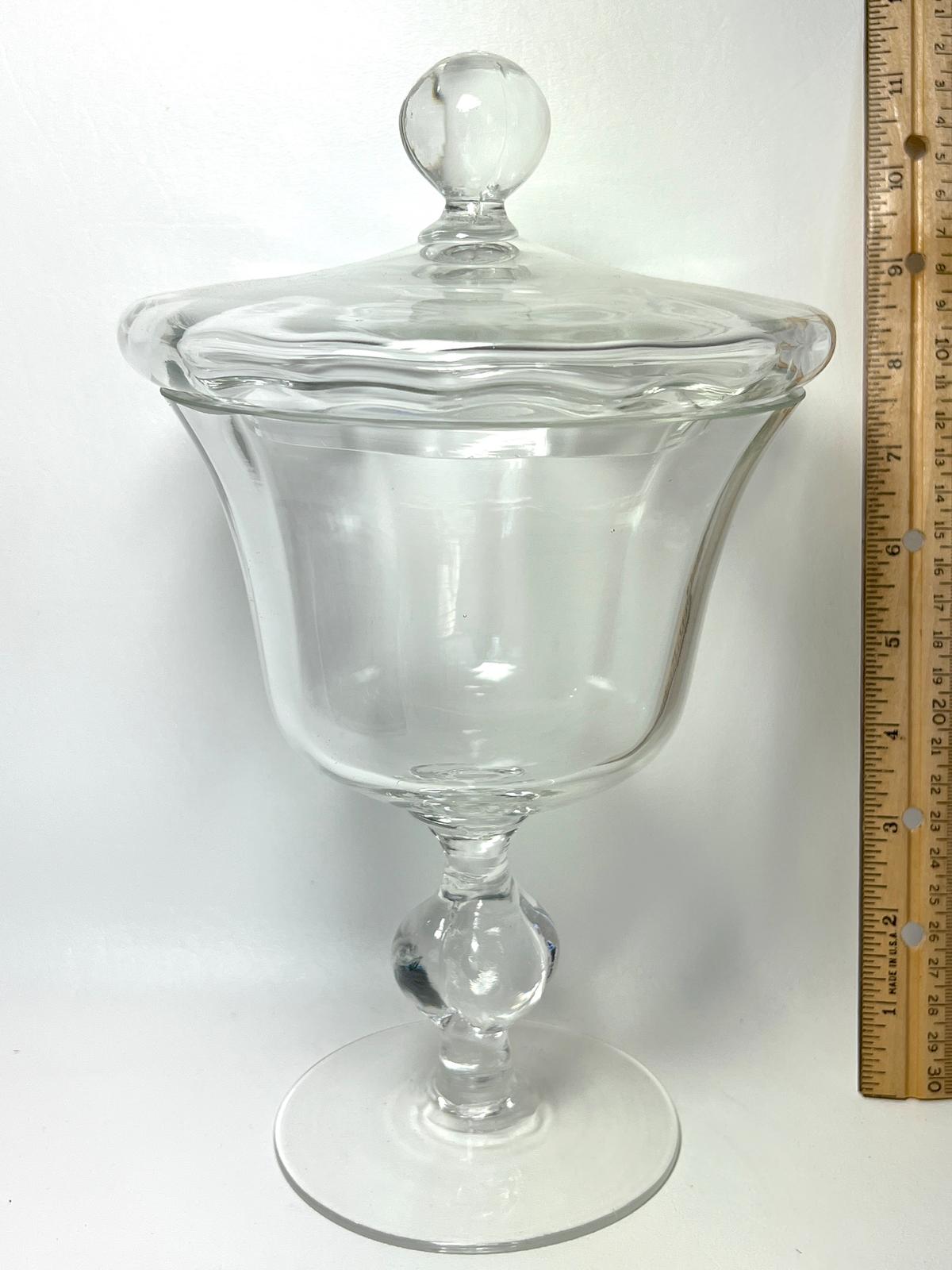 Tall Glass Pedestal Candy Dish with Lid