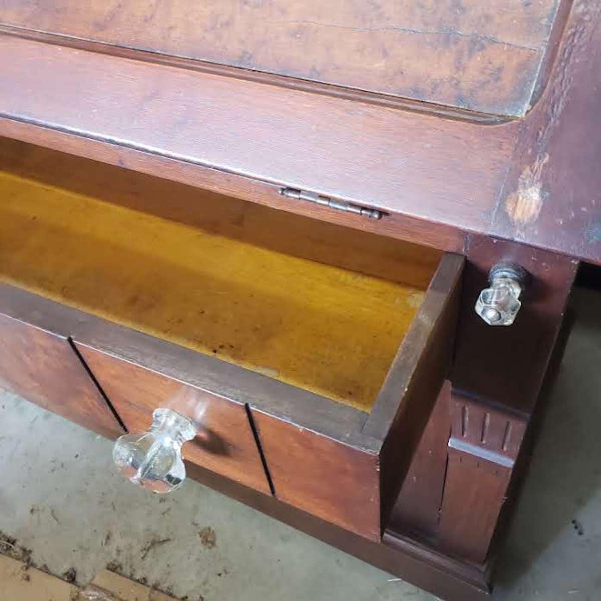 Antique Eastlake Victorian Walnut Drop Front Secretary Desk