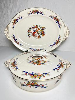 Vintage Floral Pareek Johnson Bros. Lidded Dish with Matching Platter