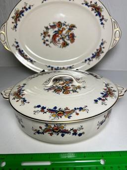 Vintage Floral Pareek Johnson Bros. Lidded Dish with Matching Platter