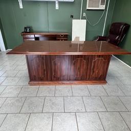 Large Wooden Executive Desk with Brass Hardware