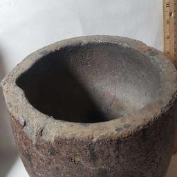 Rare 1800’s Brutalist Crucible Pot For Molten Iron As Found Great Patina -Stamped 1808