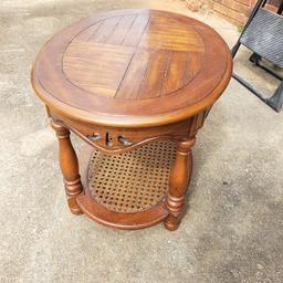 2-Tier Vintage End Table with Cane Base