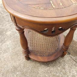 2-Tier End Table with Cane Base -For Refinishing