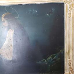 Mid Century Jesus Christ Mount of Olives on Metal in Ornate Frame