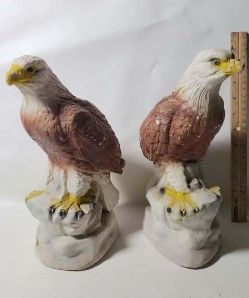 Pair of Chalk Ware Eagles