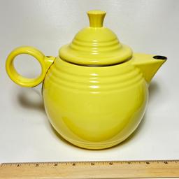 Pretty Yellow Fiesta Metal Teapot