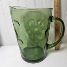 Vintage Green Glass Thumbprint Pitcher