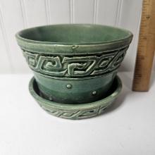 McCoy Pottery Greek Key Green Flower Pot