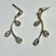 .925 Sterling Silver Droplet Earrings with Clear Stones