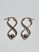 Copper Tone .925 Sterling Silver Figure Eight Pierced Earrings with Copper Tone Balls