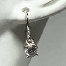 .925 Sterling Silver Pierced Earrings with Clear Dangling Stone