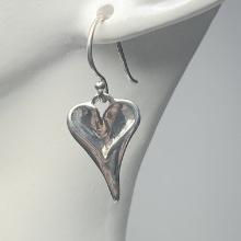 Pair of Sterling Silver Stretched Heart Earrings Made in Israel