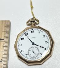 Antique 14K Gold Wadsworth Illinois Men's Pocket Watch - Works