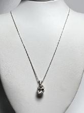 Sterling Silver Pendant with Clear Stone on 20" Sterling Silver Chain