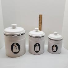 Set of 3 Ceramic Canisters with Chefs