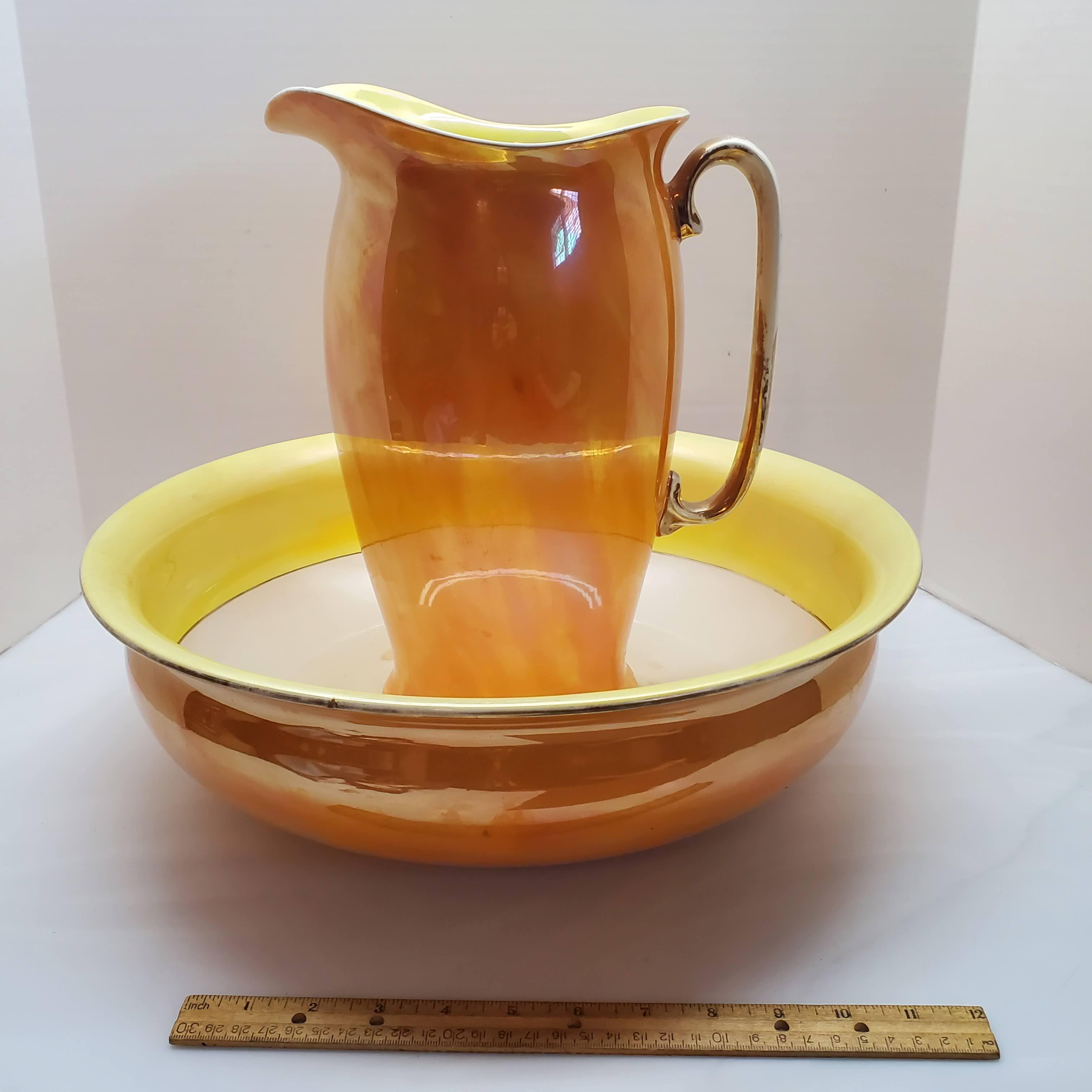 Vintage Butterscotch Pitcher and Basin